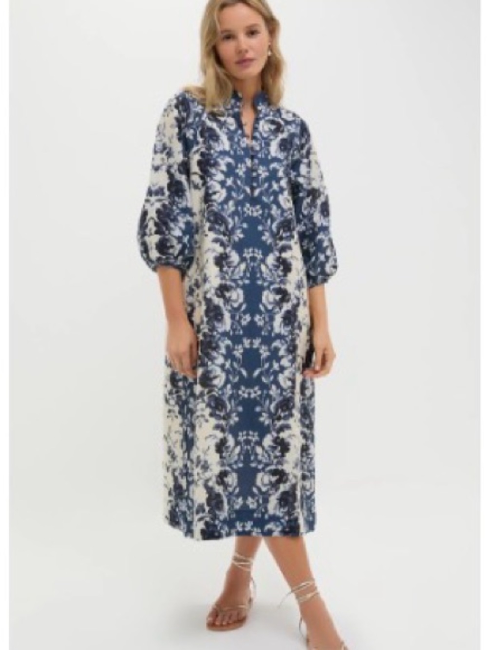 Tuckernuck Blue and White Floral Midi Dress